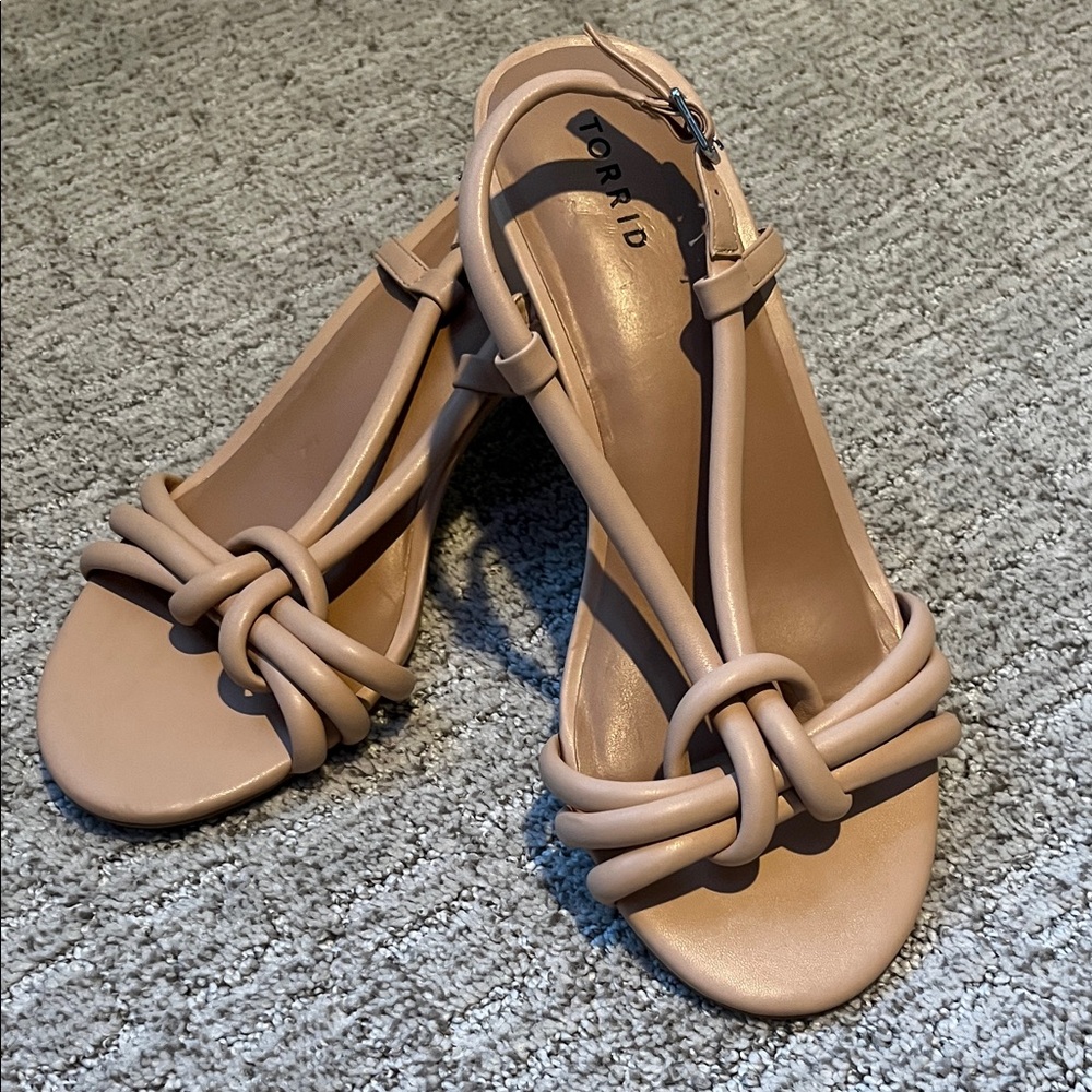 Torrid Beige Strappy Square Heel Sandal (12 WW)